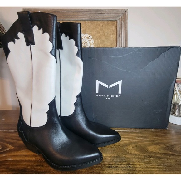 Marc Fisher Shoes - Marc Fisher Women's Hilaria Knee High Boot Black Cowboy Size 7M Festival New Box